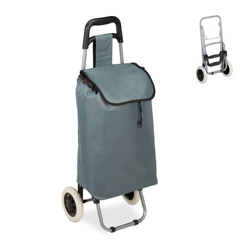 SPRINGOS Chariot De Courses 30L Avec Sac Amovible Et Monte-Escalier - Charge Max 18kg, Cadre Acier Robuste, Noir