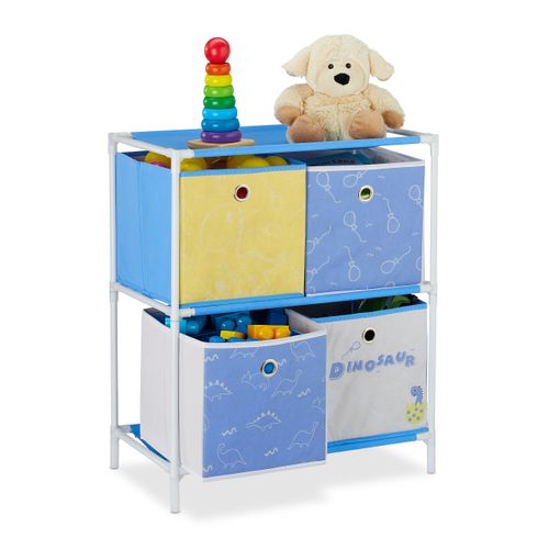 Étagère De Rangement Pour Enfant Avec 4 Boîtes En Tissu - 59.5x60.5x30 Cm, Motif Marin Multicolore Étagère De Rangement Pour Enfant Avec 4 Boîtes En Tissu - 59.5x60.5x30 Cm, Motif Marin Multicolore