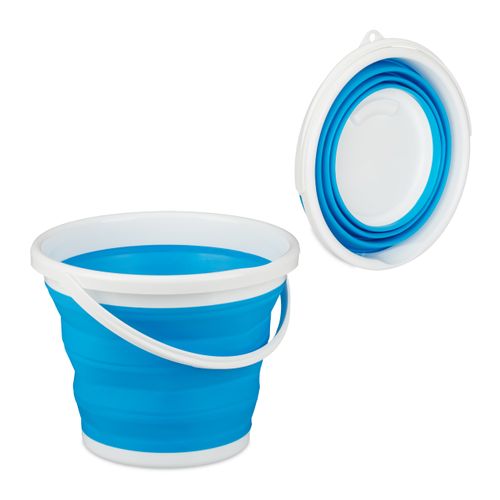 Seau Pliable 8L Silicone Avec Poignée Télescopique - Seau Nettoyage Camping Pêche Léger