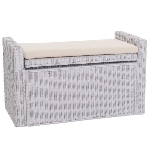 Coffre De Stockage, Banquette M92 Rotin Avec Coussin Kissen 88cm ~ Blanc