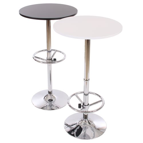 Table De Bar Chicago - Repose-Pied Réglable, Plateau Simili-Cuir - 63x63x110 Cm, Blanc - Pour Fêtes, Bureau, Salon