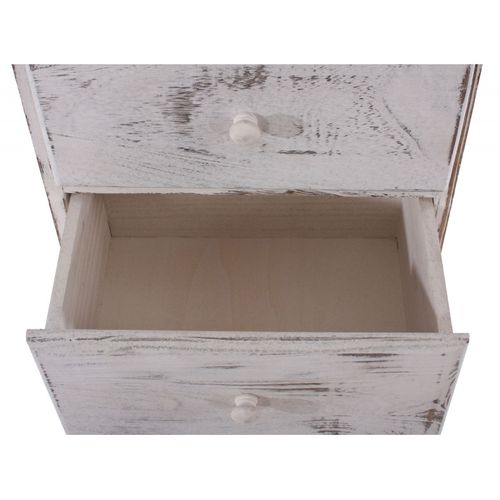 Commode / Armoire, 2 Tiroirs, 1 Porte, 40x32x80cm, Shabby, Vintage ~ Blanc