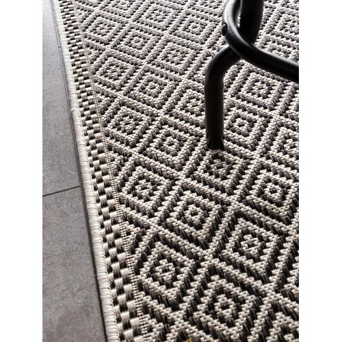 Tapis De Couloir Extérieur Et Intérieur Cleo Blanc Et Noir 80x240 Cm