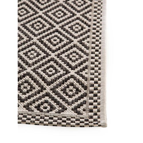 Tapis De Couloir Extérieur Et Intérieur Cleo Blanc Et Noir 80x240 Cm