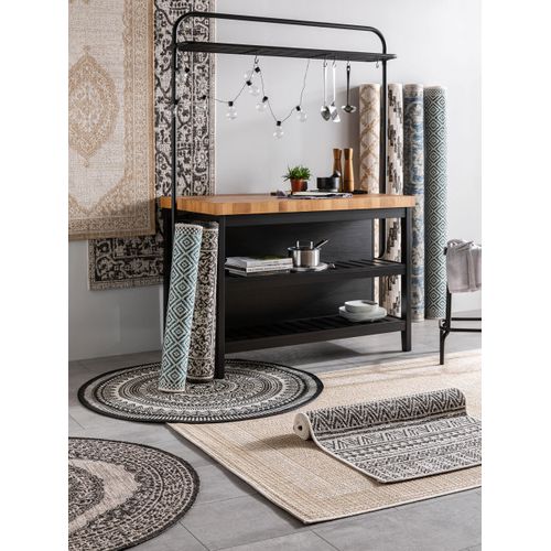 Tapis De Couloir Extérieur Et Intérieur Cleo Blanc Et Noir 80x240 Cm