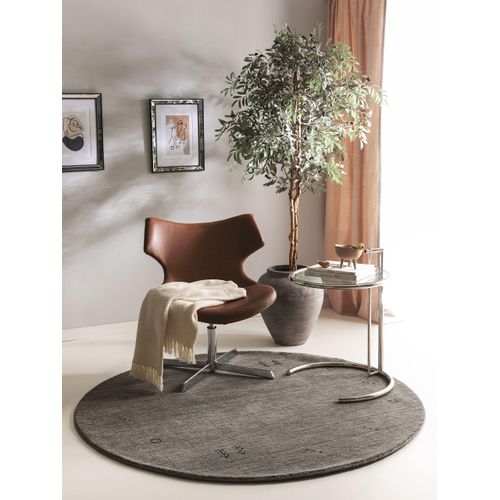 Tapis En Laine Rond Jamal Gris  160 Cm Rond