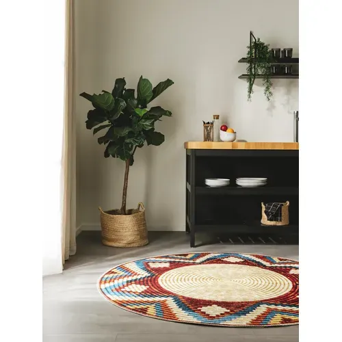 Tapis D'extérieur Et Intérieur Rond Kenya Multicouleur 1 160 Cm Rond