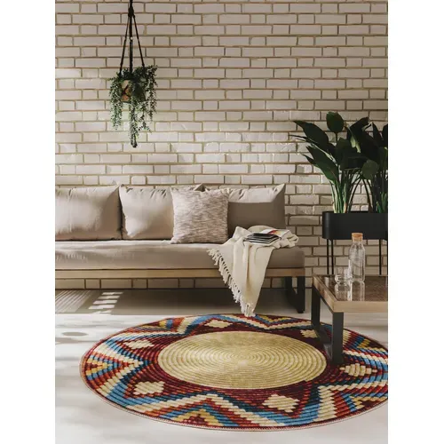 Tapis D'extérieur Et Intérieur Rond Kenya Multicouleur 1 160 Cm Rond