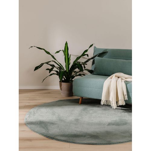 Tapis En Fausse Fourrure Furry Vert 120 Cm Rond