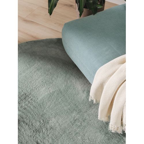 Tapis En Fausse Fourrure Furry Vert 120 Cm Rond
