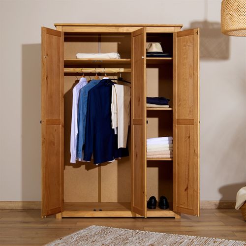 Armoire Cancun 3 Portes, En Pin – Coloris Naturel