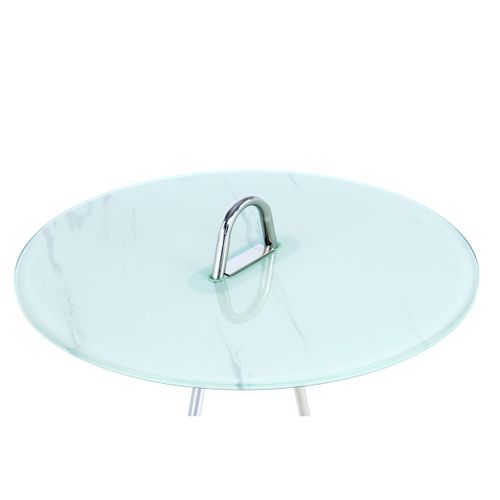 Table D'appoint Design "pendule" 60cm Argent et Blanc