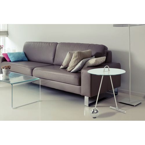Table D'appoint Design "pendule" 60cm Argent et Blanc