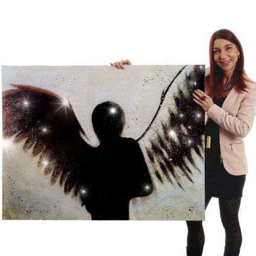 Tableau peinture à huile, ville, peint à la main à 100%, toile de