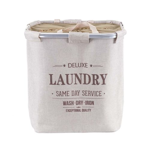 Collecteur De Linge Sale Hwc-c34 2 Compartiments 54x52x32cm 89l Beige