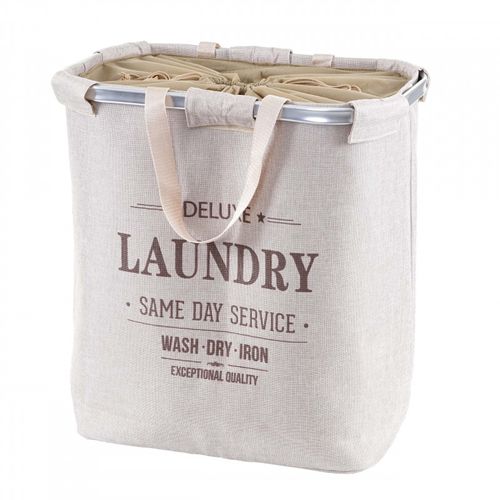 Collecteur De Linge Sale Hwc-c34 2 Compartiments 54x52x32cm 89l Beige