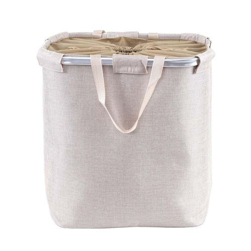 Collecteur De Linge Sale Hwc-c34 2 Compartiments 54x52x32cm 89l Beige