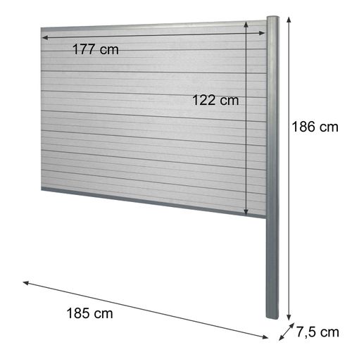 Brise-vue En Wpc Sarthe, Poteau En Aluminium ~ Extension, 185cm Anthracite