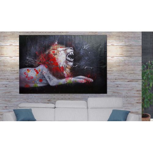 Impression sur Toile Tableau bouche Déco Imprimé Moderne Decoration femme rouge 50x50 cm, sans cadre - Maison