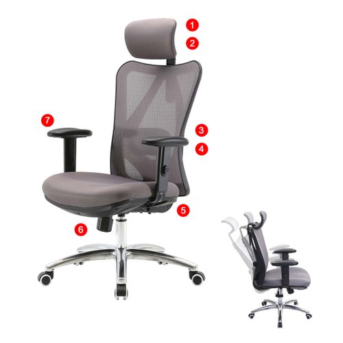 Chaise De Bureau Sihoo Charge Max. 150kg Sans Repose-pieds, Gris