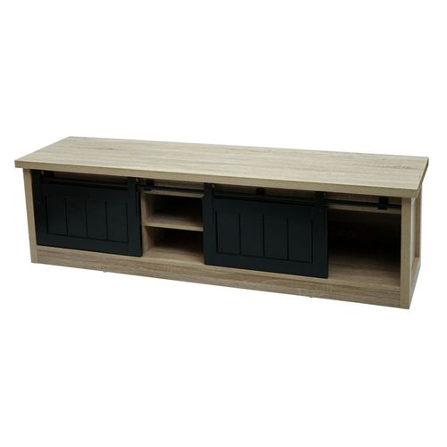 Meuble TV Hwc-k75 Aspect Bois Métal Industriel 43x150x40cm Naturel