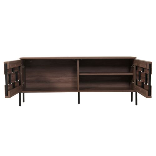 Meuble TV Bas O40 Naturel – Design Moderne Avec Portes Coulissantes Et Rangement Pratique