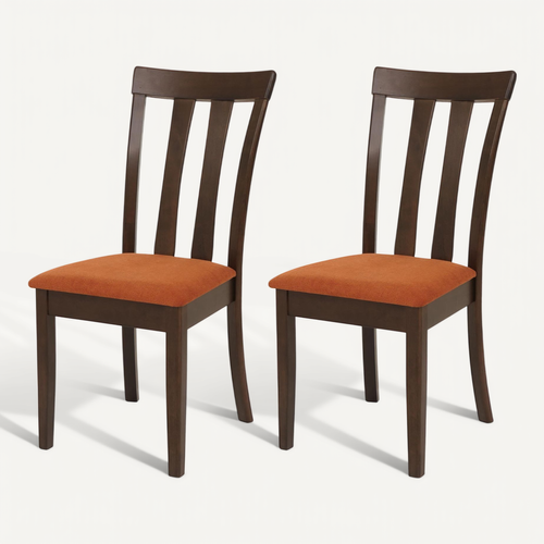 Lot De 2 Chaises De Salle à Manger Hwc-g46 En Bois Massif Piètement Foncé, Orange