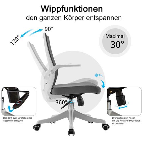 Sihoo Chaise De Bureau Ergonomique Moderne Accoudoir Relevable Gris