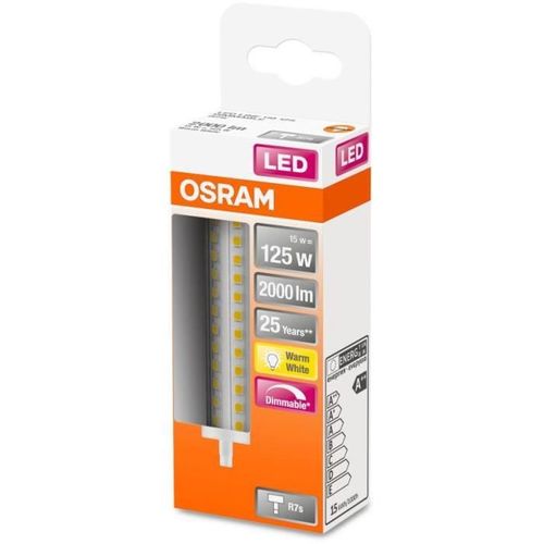 Ampoule LED Crayon 118mm - Variable 15w Équivalent 125w R7s - Blanc Chaud