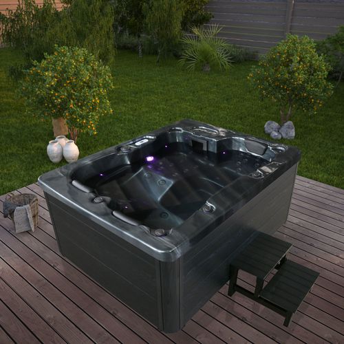 Escalier 2 Marches Pour Spa/jacuzzi - Noir Antidérapant - 85x66 Cm - Hauteurs 21 Et 42 Cm - 5