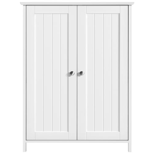 Meuble De Salle De Bain Blanc Placard De Rangement 2 Portes 2 Étagères Réglables