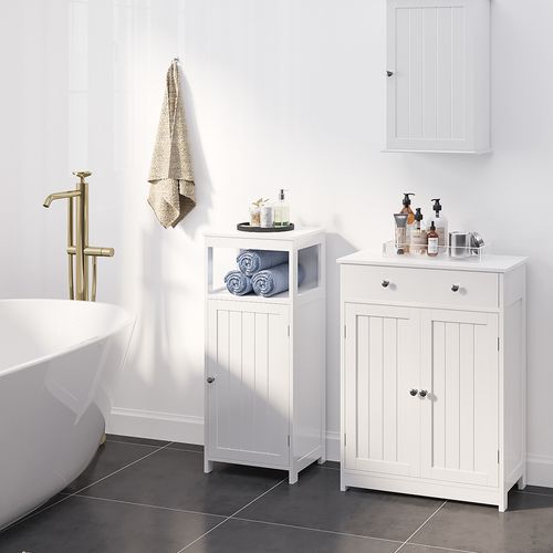 Armoire De Salle De Bain Blanc Meuble De Rangement 3 Etagères
