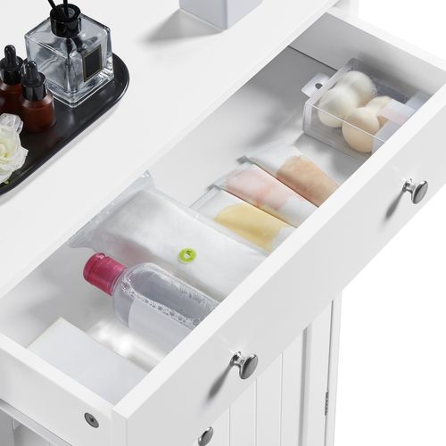 Armoire De Salle De Bain Blanc Meuble De Rangement 3 Etagères