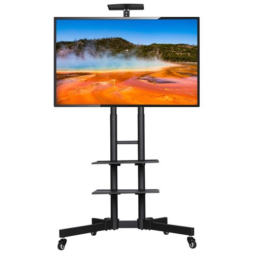 Support TV Sur Pied à Roulettes Avec Freins Système De Gestion Des Câbles 3 Tablettes, Noir