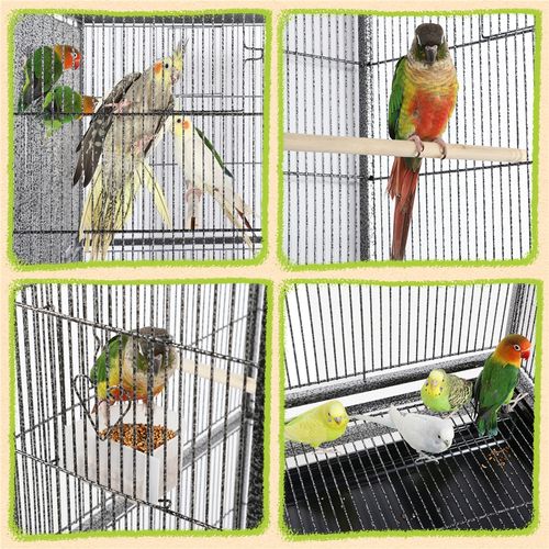 Cage Pour Oiseaux Cage Pour Perroquet Avec Support Roulant Pour Perruche Calopsitte, Noir