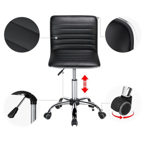 Chaise De Bureau Sans Accoudoirs Chaise Pivotante Chaise De Bureau Cadre En Métal Noir