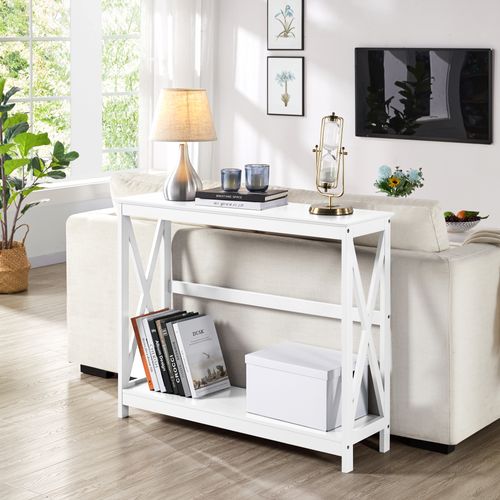 Console Table d'appoint - Meuble d'entrée Blanc 100x35x75 cm Bois massif de pin BV723206