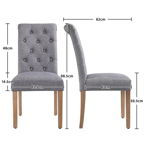 Lot De 6 Chaises De Salle à Manger Haut Dossier Revêtement Pieds En Bois Gris Foncé
