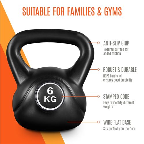 Ensemble De 4 Kettlebells Poid Réglable 2/4/6/8 Kg Béton Et Plastique Appareils De Fitness, Noir
