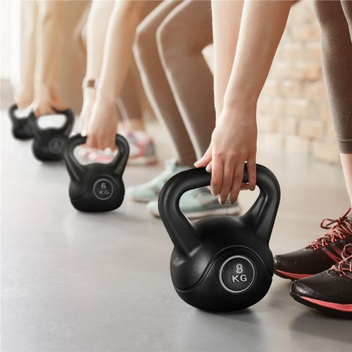 Ensemble De 4 Kettlebells Poid Réglable 2/4/6/8 Kg Béton Et Plastique Appareils De Fitness, Noir