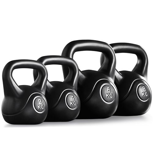Ensemble De 4 Kettlebells Poid Réglable 2/4/6/8 Kg Béton Et Plastique Appareils De Fitness, Noir