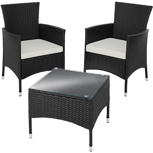 Salon De Jardin 2 Places Avec 2 Sets De Housses Noir 84 X 60 X 61 Cm