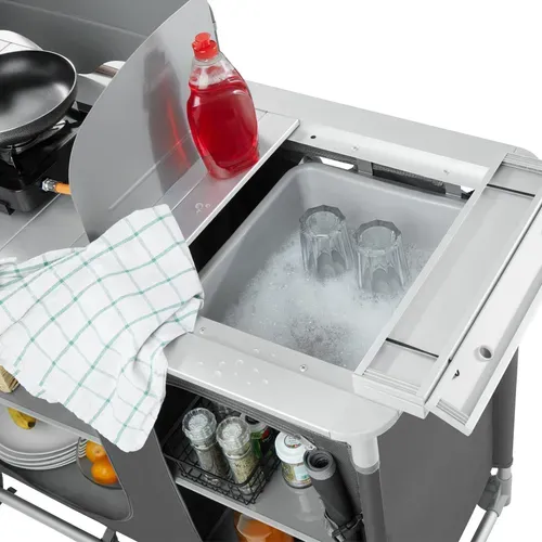 Cuisine De Camping De Luxe Avec Structure En Aluminium Et 4 Compartiments Luksus En Aluminium Gris
