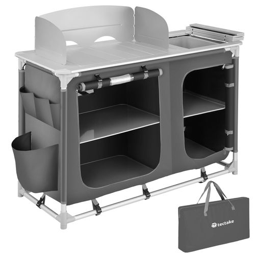 Cuisine De Camping De Luxe Avec Structure En Aluminium Et 4 Compartiments Luksus En Aluminium Gris