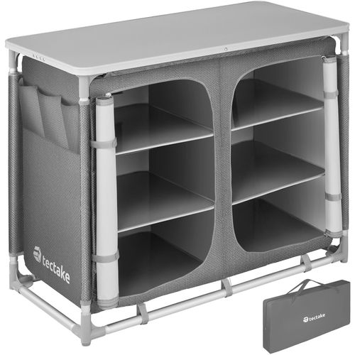 Armoire De Camping Deluxe Avec Structure En Aluminium Et 6 Compartiments Deluxe En Aluminium Gris