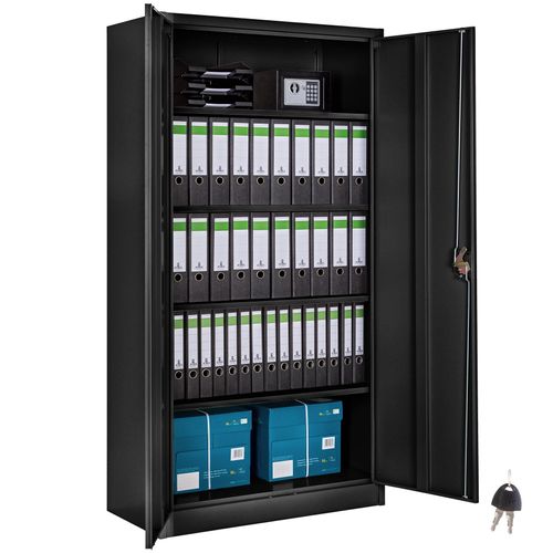 Armoire Métallique 5 Niveaux En Acier Noir 90x40x180 Cm 4 étagères Réglables - Verrouillable