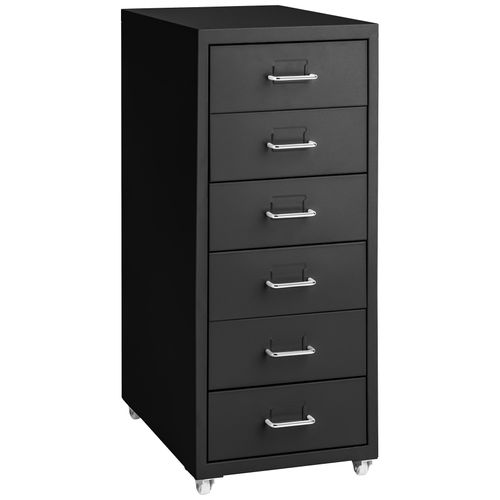 Caisson De Bureau à Roulettes En Métal En Acier Noir