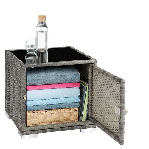 Lot De 2 Bains De Soleil Design Luxueux Table Avec Rangement Gris