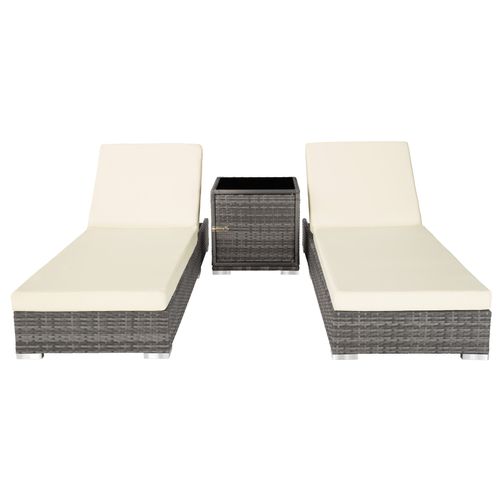 Lot De 2 Bains De Soleil Design Luxueux Table Avec Rangement Gris