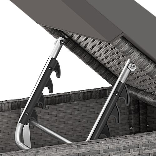 Lot De 2 Bains De Soleil Design Luxueux Table Avec Rangement Gris